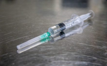 syringe on a table