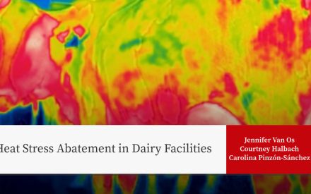 Heat stress abatement in Dairy Facilities article with thermal imaging background by Jennifer Van Os, Courtney Halbach, Carolina Pinzón-Sánchez